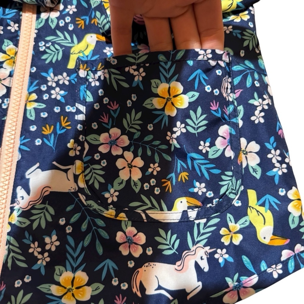 Carter’s Floral Unicorn Windbreaker Hooded Jacket Rain Girls M 5-6 - Picture 3 of 5